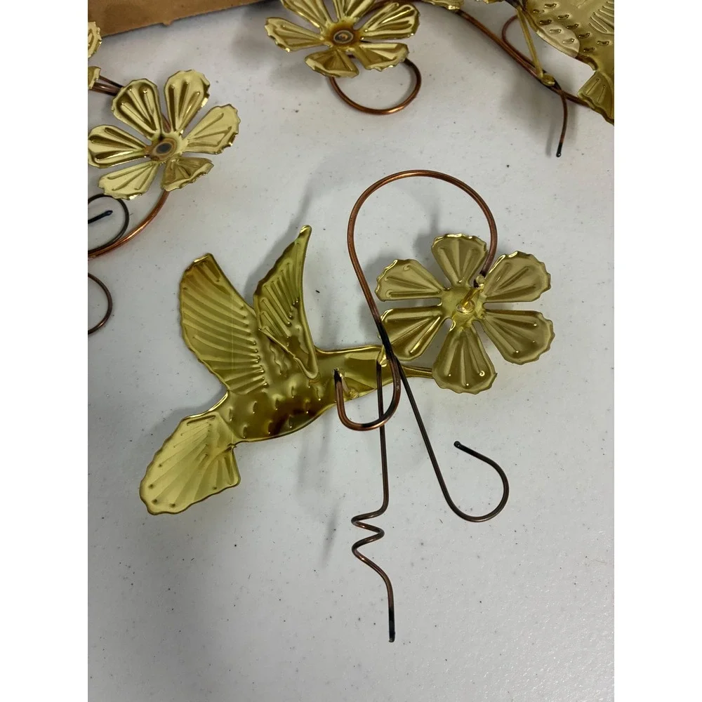 Home Interiors & Gifts Gold Hummingbird Flower Metal Wall Decor Set 3 1263-BL